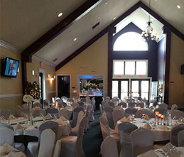 Dining tables in Bay City Michigan ballroom.